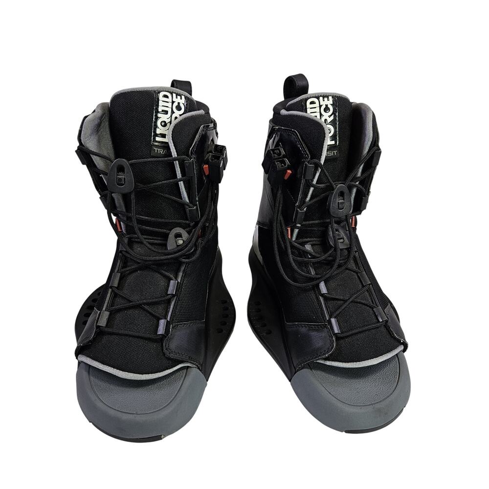 Liquid Force Transit Wakeboard Bindings Boots Mens 8-10 Open Toe Black Dual Lace